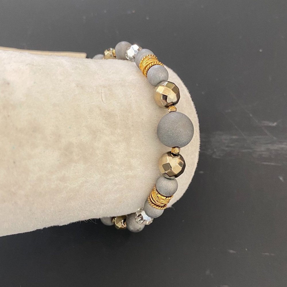 New Authentic Chan Luu Matte Hematite Mix Pull Tie